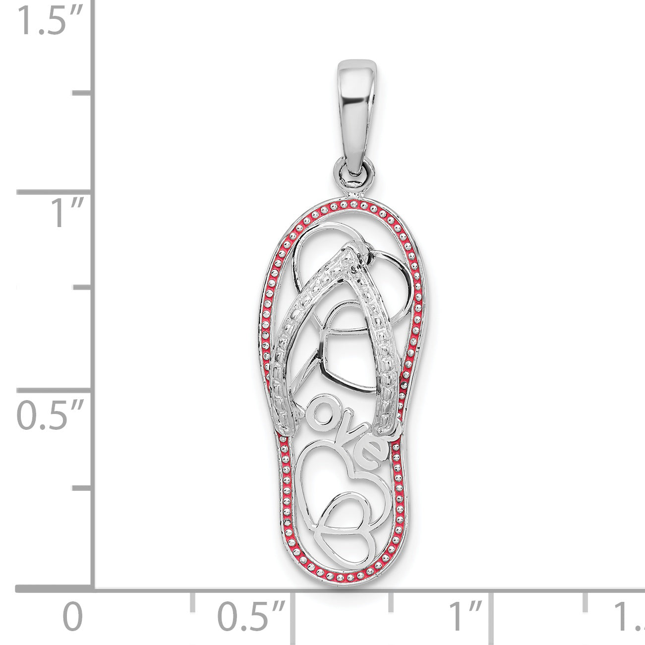 De-Ani Sterling Silver Rhodium-Plated Enameled LOVE Flip-flop Pendant