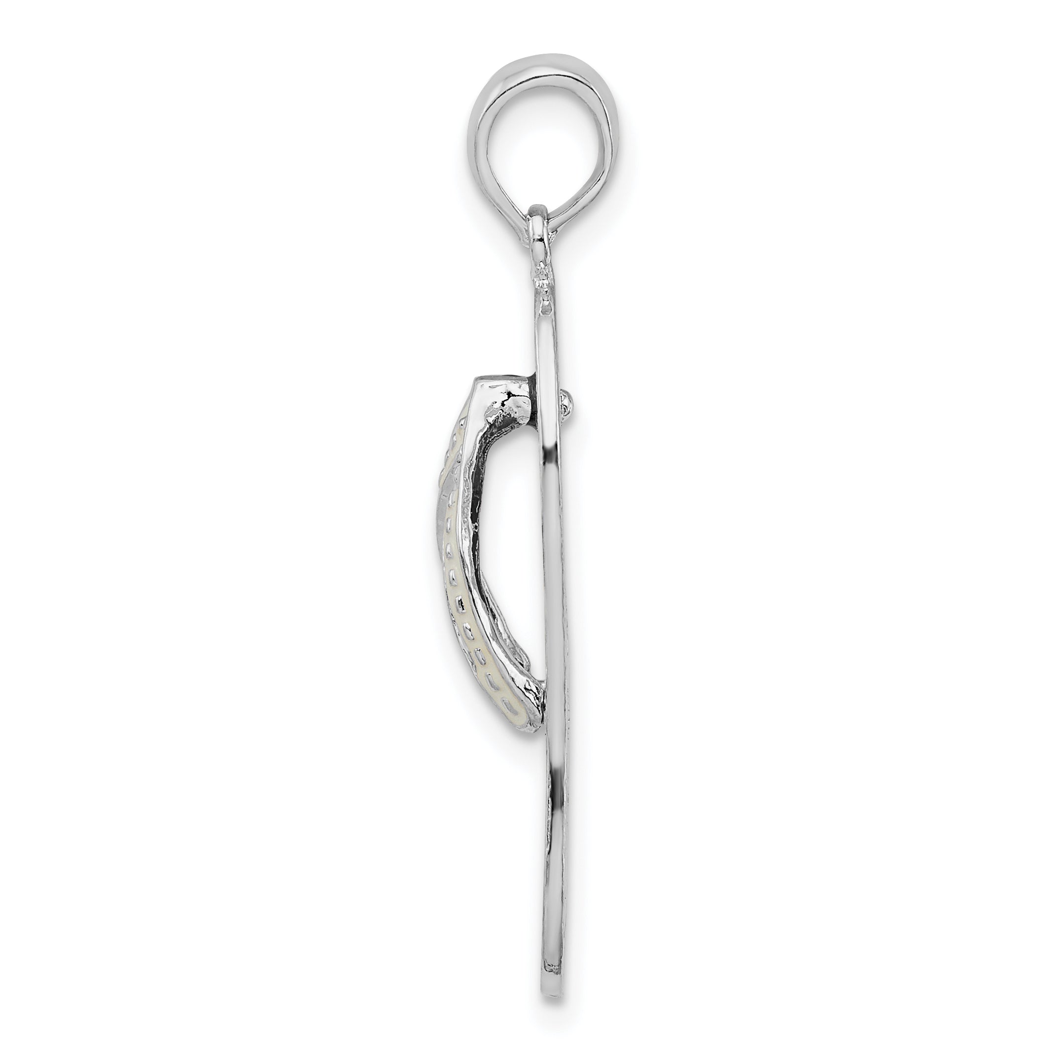 De-Ani Sterling Silver Rhodium-Plated Enameled Hibiscus Flower Flip-flop Pendant Secondary image