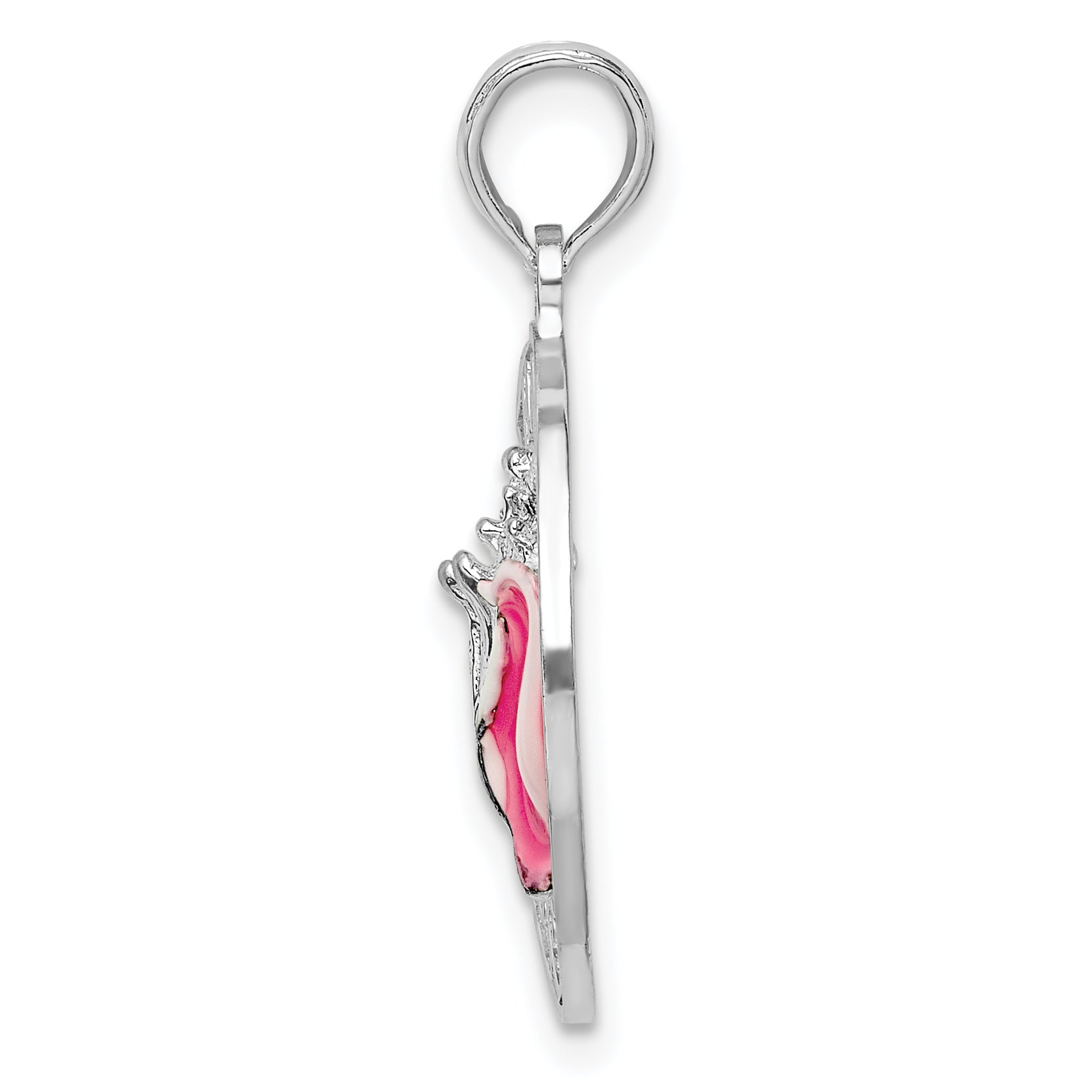 De-Ani Sterling Silver Rhodium-Plated Enameled Bahamas Circle with Shell Pendant Secondary image