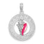 De-Ani Sterling Silver Rhodium-Plated Enameled Bahamas Circle with Shell Pendant