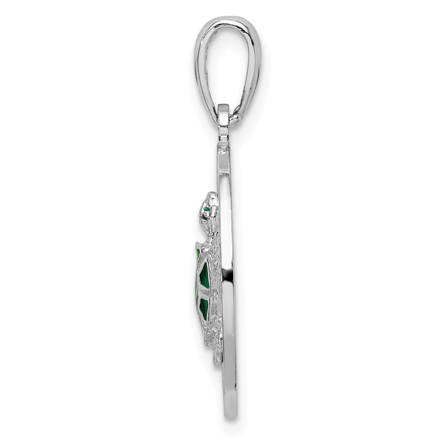 De-Ani Sterling Silver Rhodium-Plated Enameled Bahamas Circle with Turtle Pendant Secondary image
