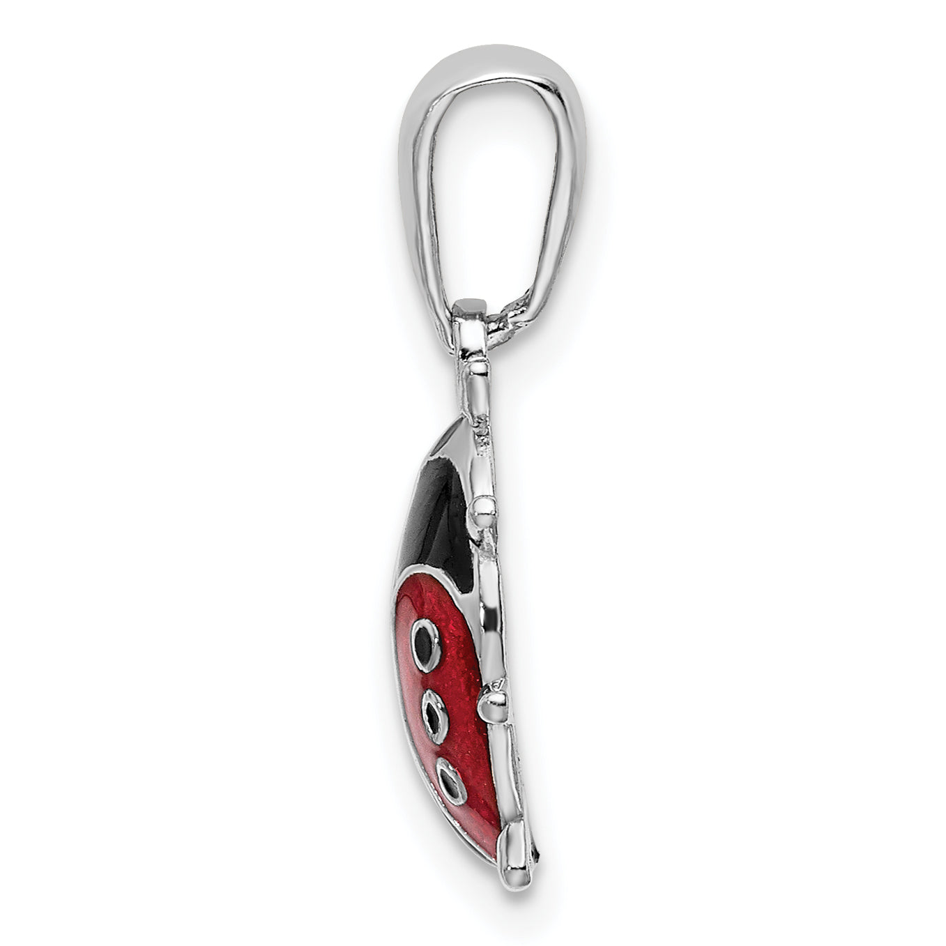 De-Ani Sterling Silver Rhodium-Plated Polished 3D Enameled Ladybug Pendant Secondary image