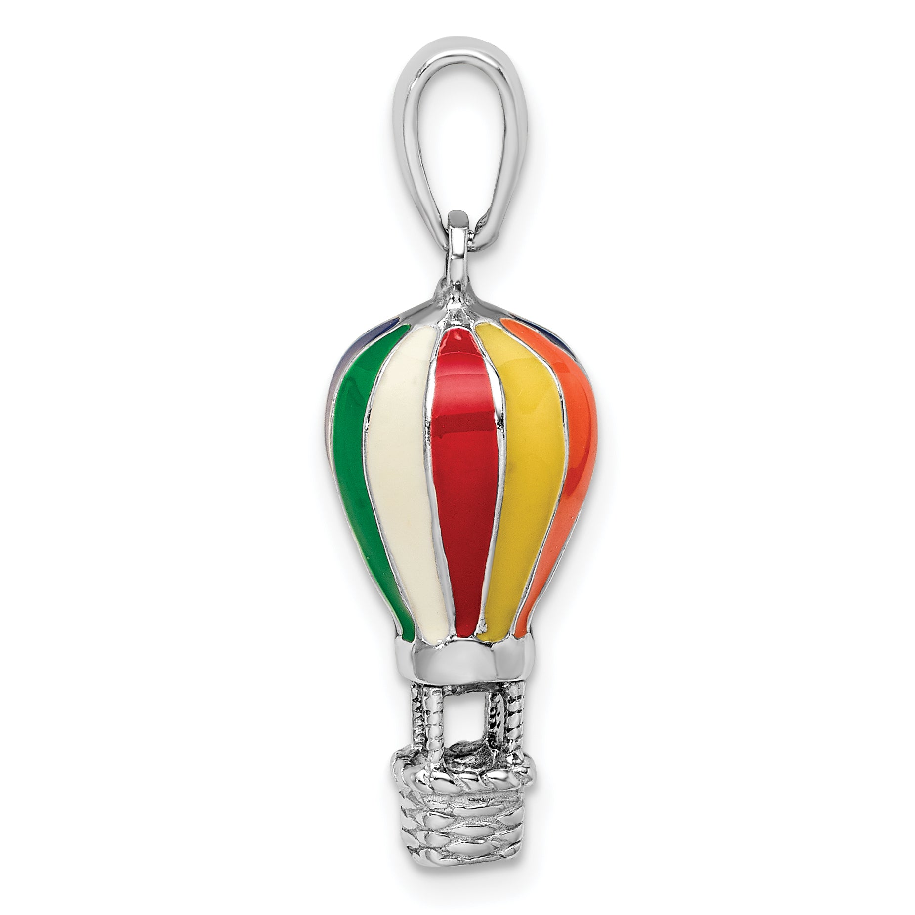 De-Ani Sterling Silver Rhodium-Plated 3D Enameled Hot Air Balloon Pendant Secondary image