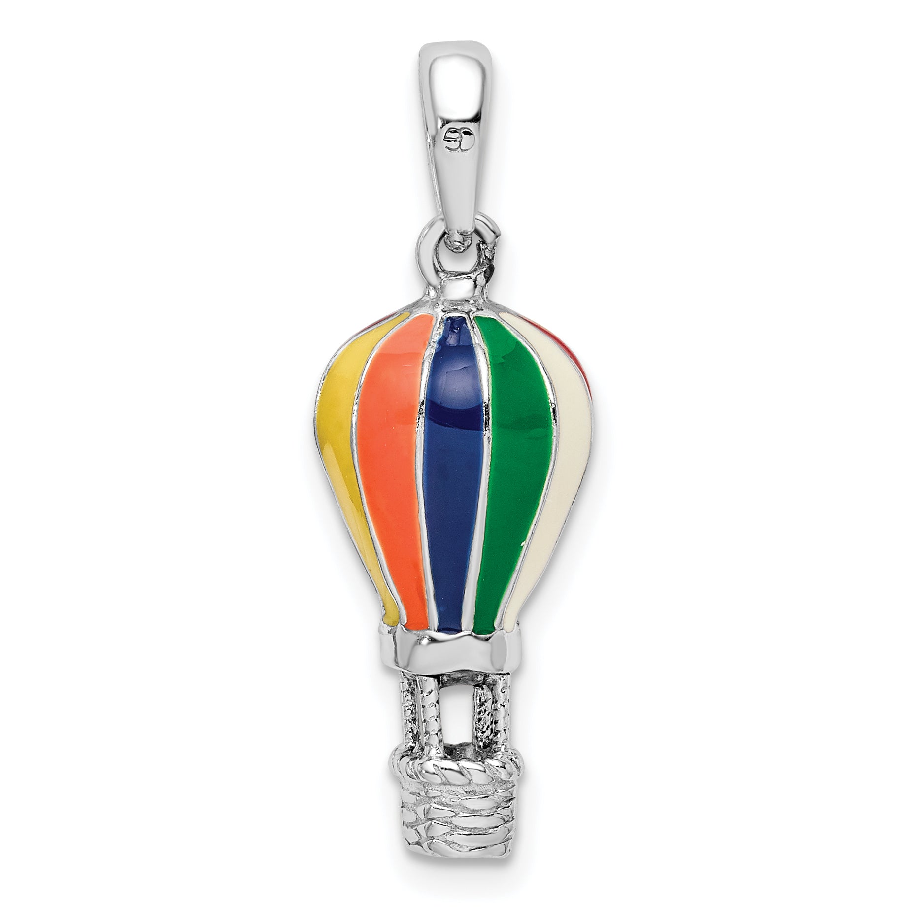 De-Ani Sterling Silver Rhodium-Plated 3D Enameled Hot Air Balloon Pendant