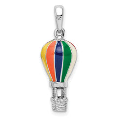 De-Ani Sterling Silver Rhodium-Plated 3D Enameled Hot Air Balloon Pendant