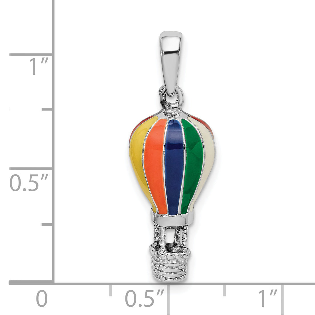 De-Ani Sterling Silver Rhodium-Plated 3D Enameled Hot Air Balloon Pendant