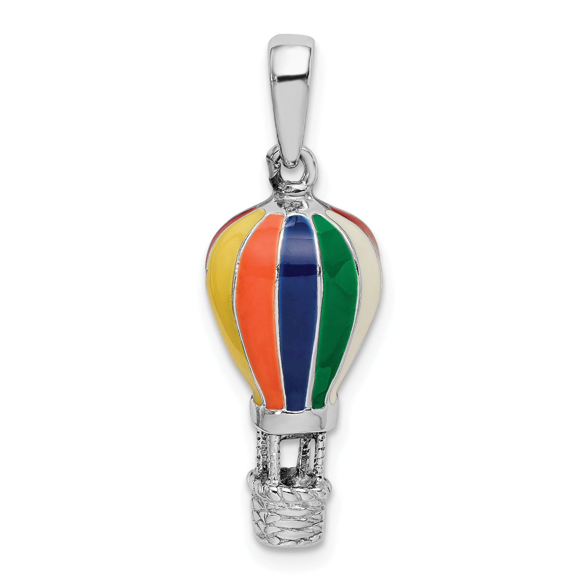 De-Ani Sterling Silver Rhodium-Plated 3D Enameled Hot Air Balloon Pendant Main image