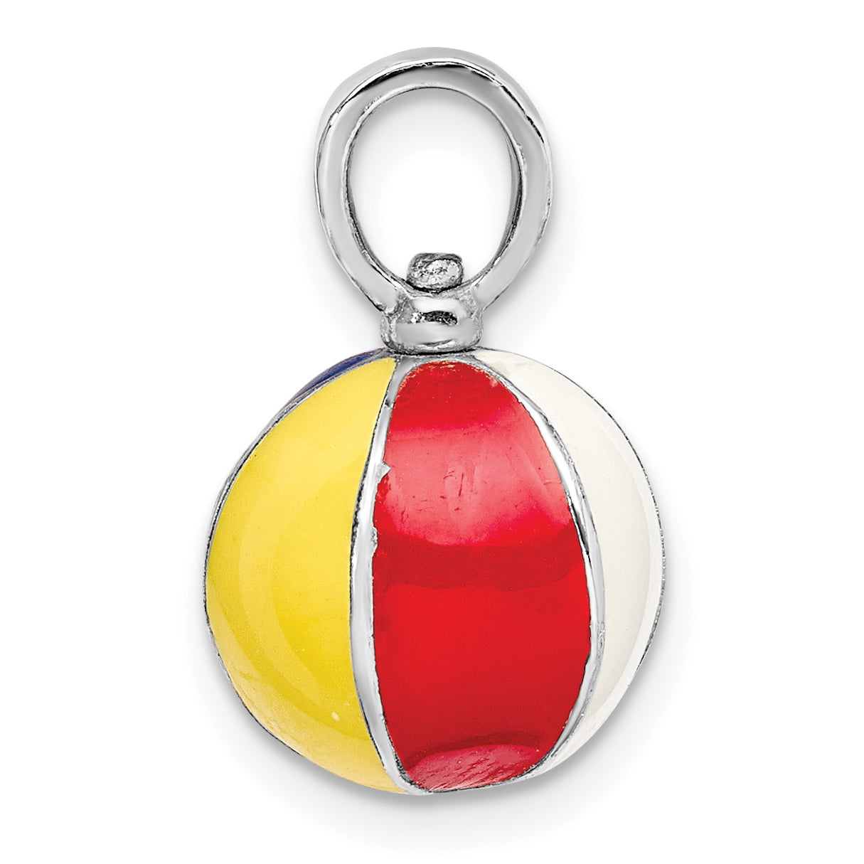 De-Ani Sterling Silver Rhodium-Plated Polished 3D Enameled Beach Ball Pendant Secondary image