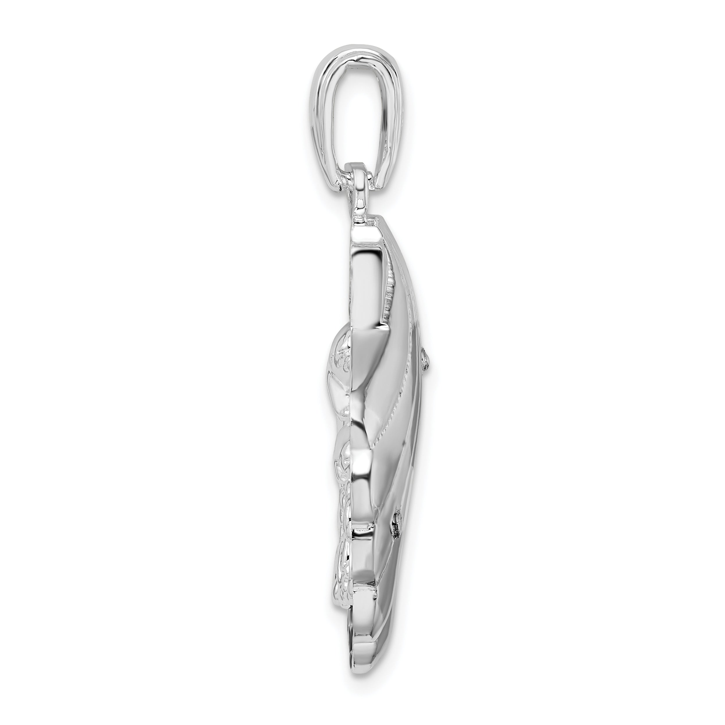 De-Ani Sterling Silver Rhodium-Plated Enameled Blue Shell with Dolphins Pendant Secondary image