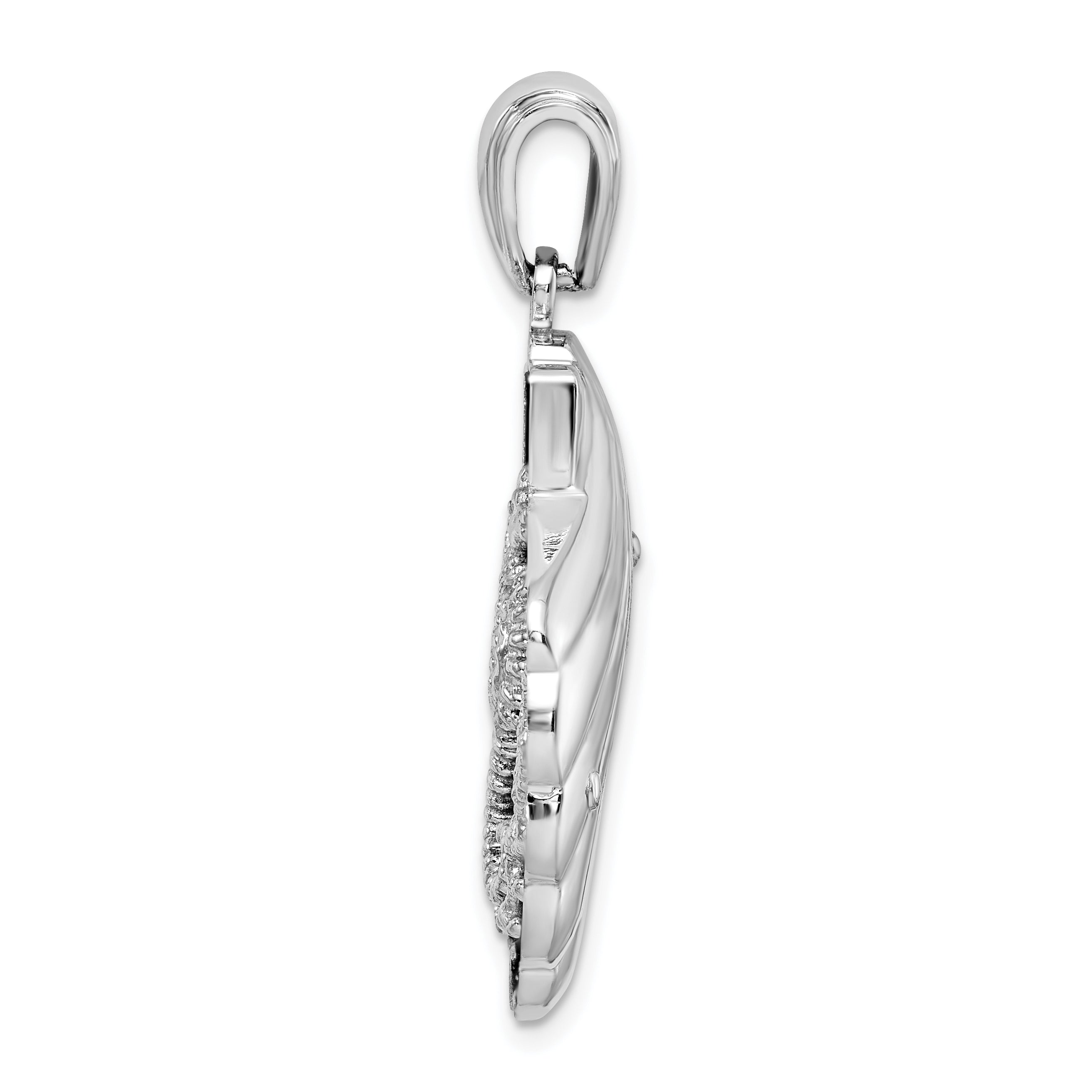 De-Ani Sterling Silver Rhodium-Plated Enameled Blue Shell with Seahorse Pendant Secondary image