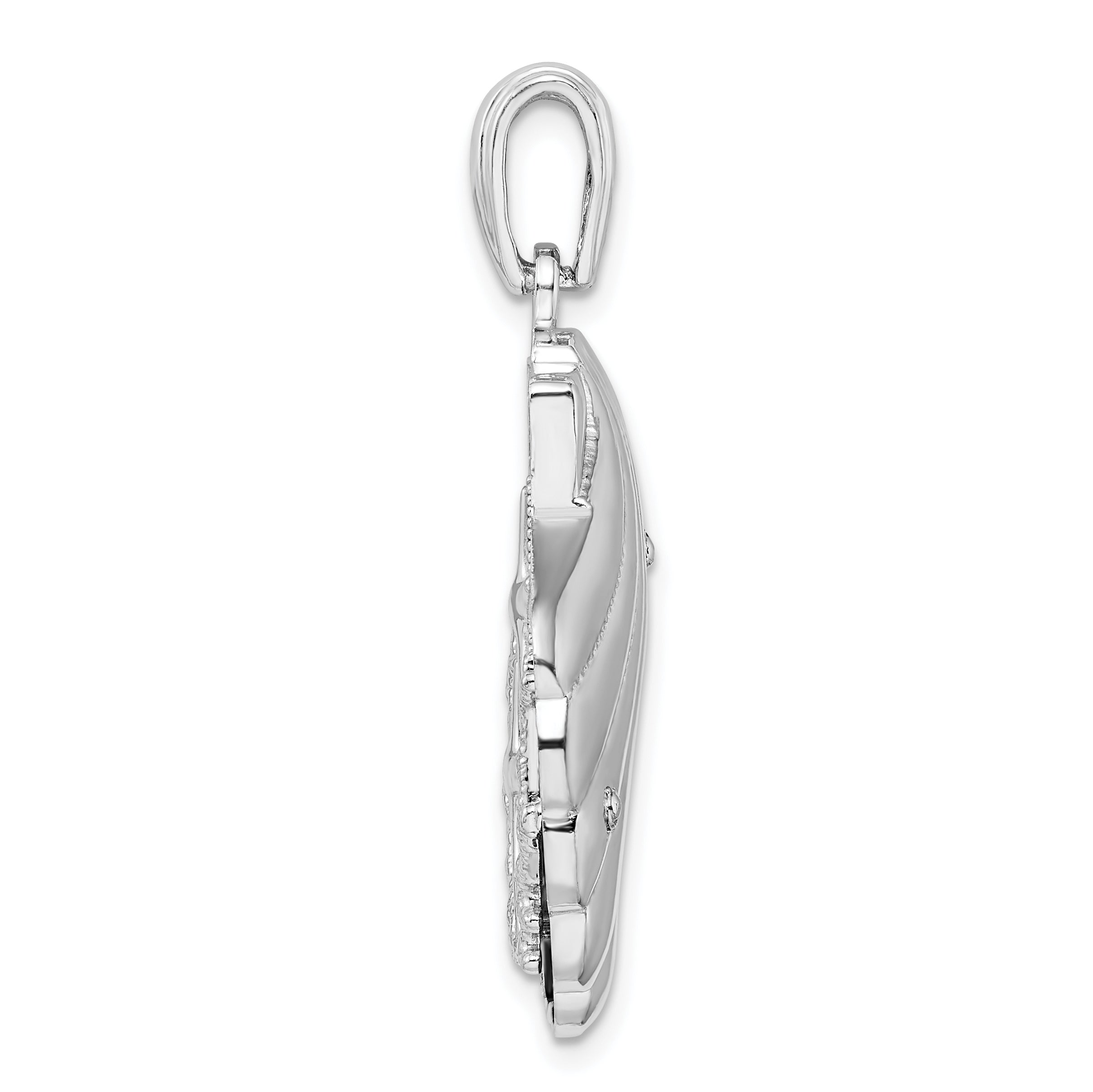 De-Ani Sterling Silver Rhodium-Plated Enameled Blue Shell with Starfish Pendant Secondary image