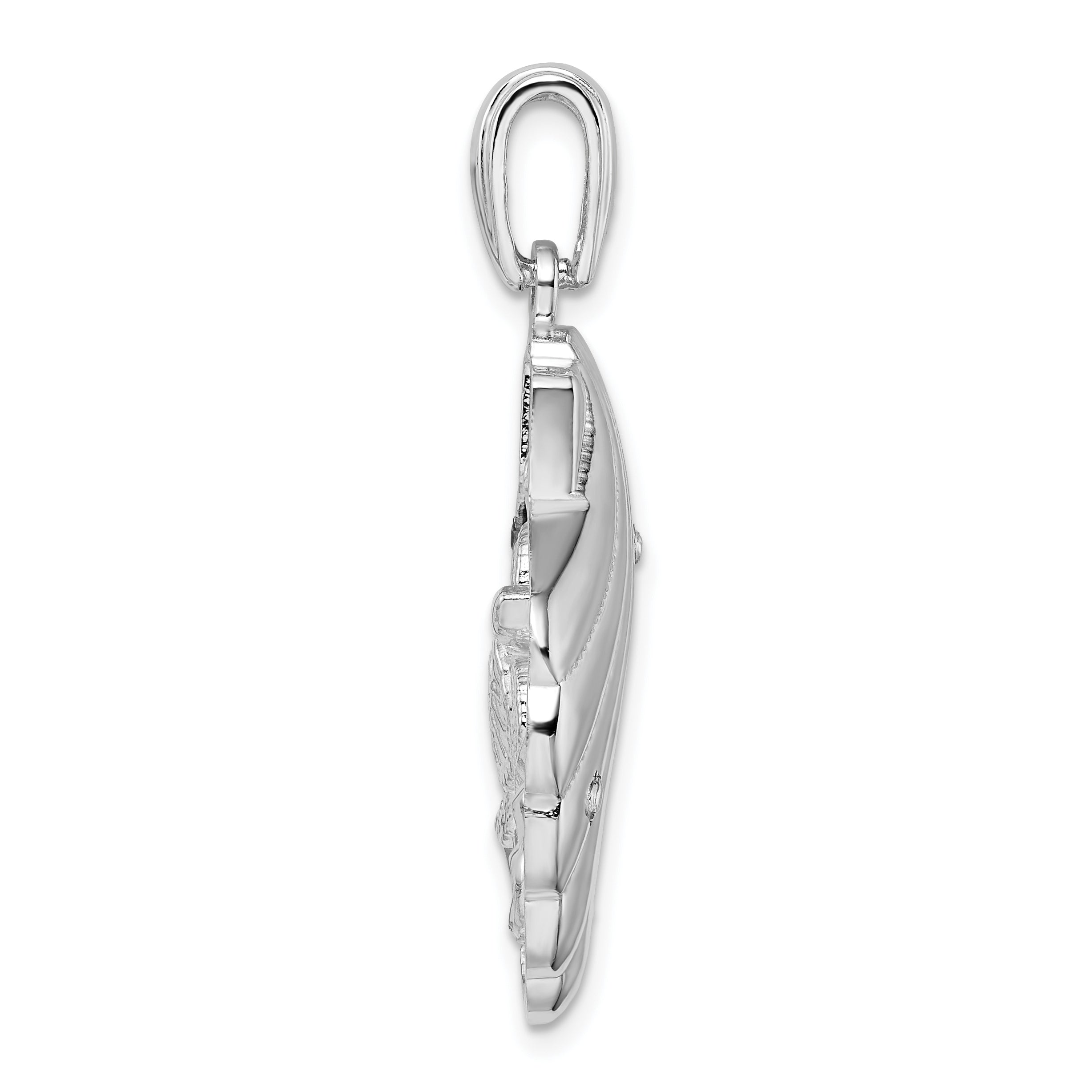 De-Ani Sterling Silver Rhodium-Plated Enameled Blue Shell with Turtle Pendant Secondary image