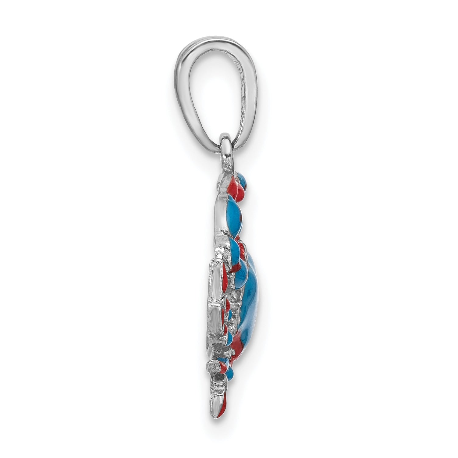 De-Ani Sterling Silver Rhodium-Plated Polished Enameled Blue Crab Pendant Secondary image