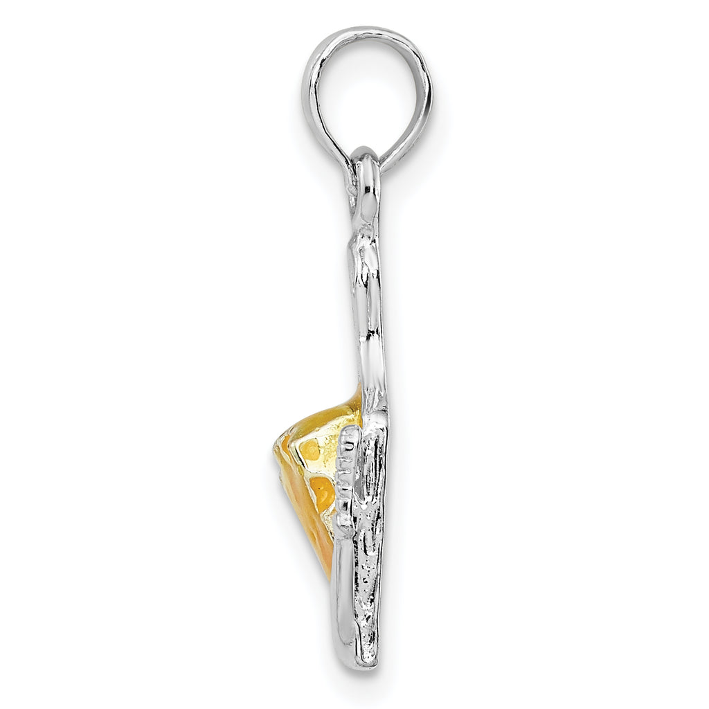 De-Ani Sterling Silver Rhodium-Plated Enameled Cheese Board with Knife Pendant