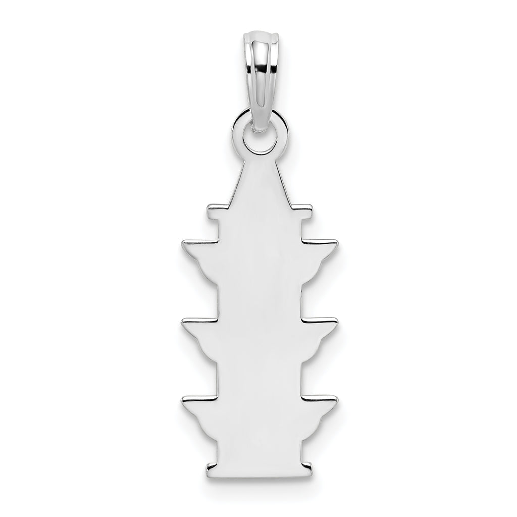 De-Ani Sterling Silver Rhodium-Plated Polished Enameled Traffic Light Pendant
