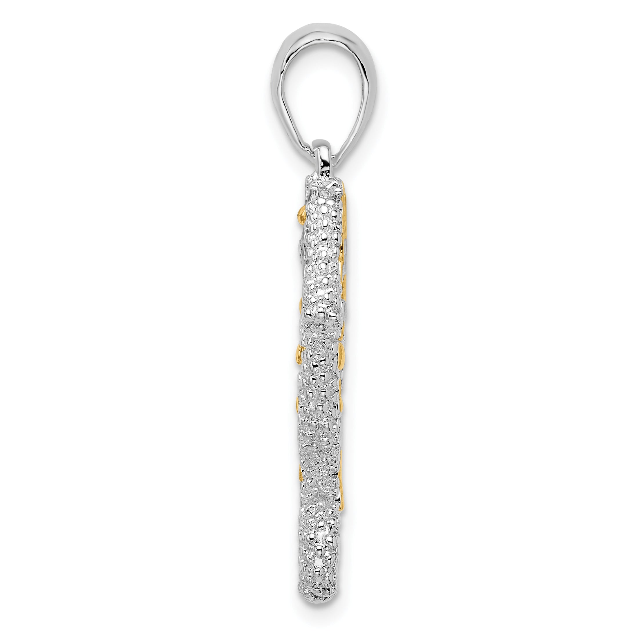 De-Ani Sterling Silver Rhodium-Plated 3D Large Seahorse with 14k Accent Pendant Secondary image
