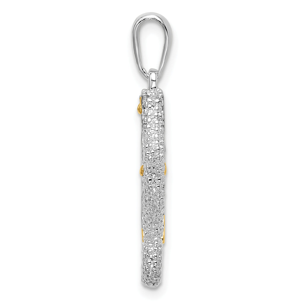 De-Ani Sterling Silver Rhodium-Plated 3D Seahorse with 14k Accent Pendant