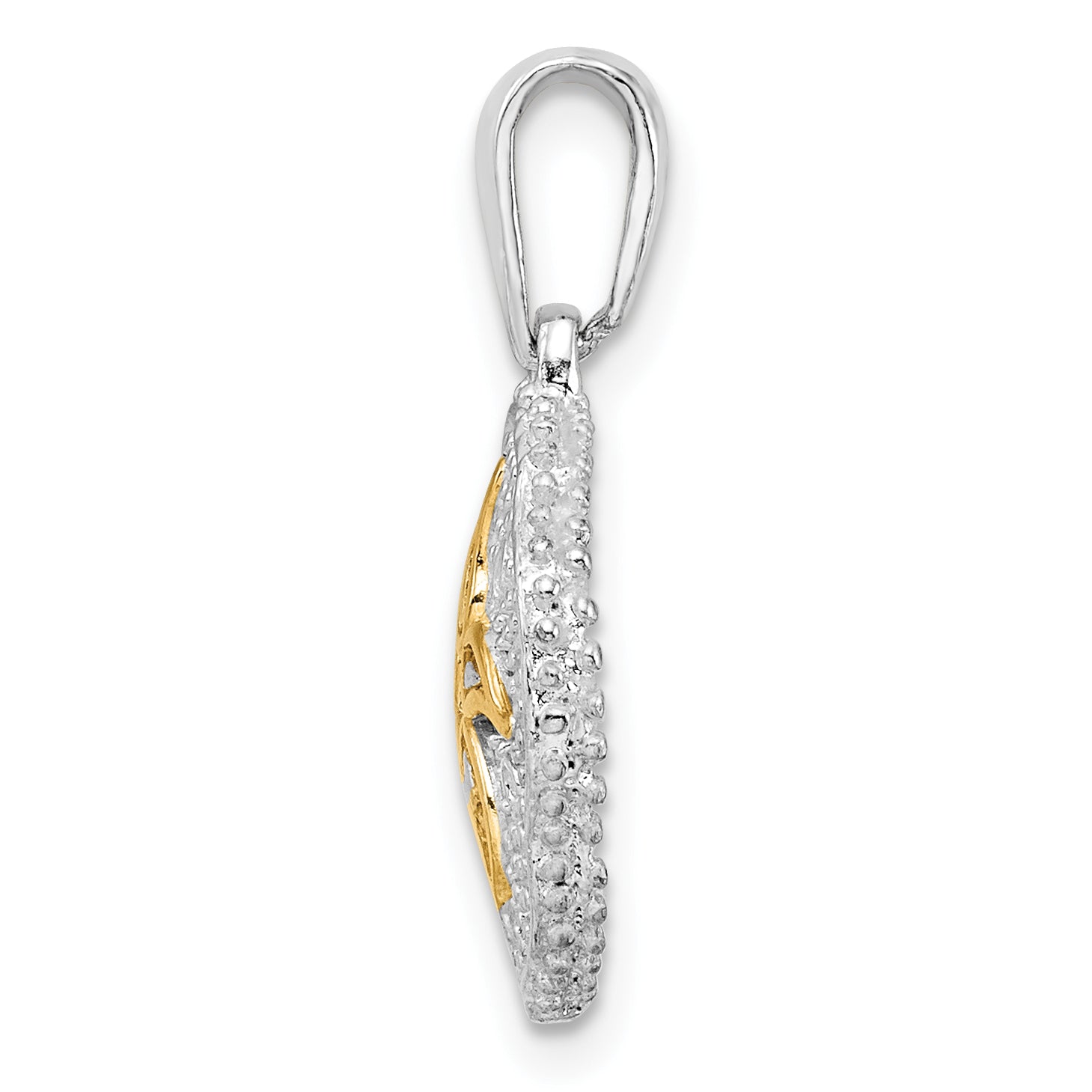 De-Ani Sterling Silver Rhodium-Plated Large Sand Dollar with 14k Starfish Pendant Secondary image
