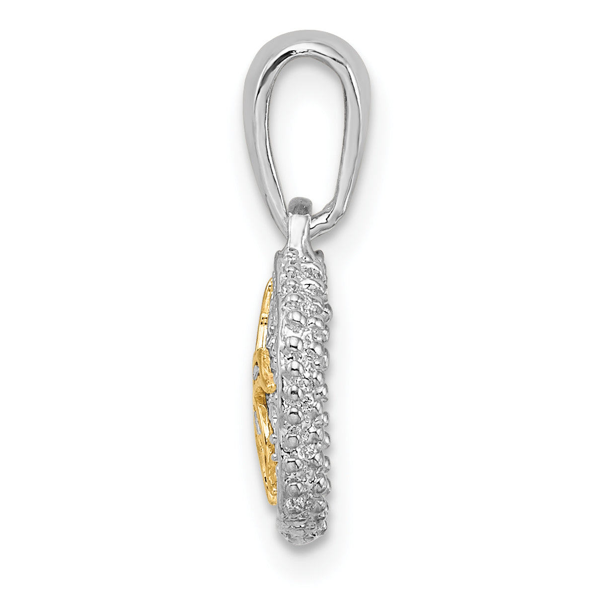 De-Ani Sterling Silver Rhodium-Plated Sand Dollar with 14k Starfish Pendant Secondary image