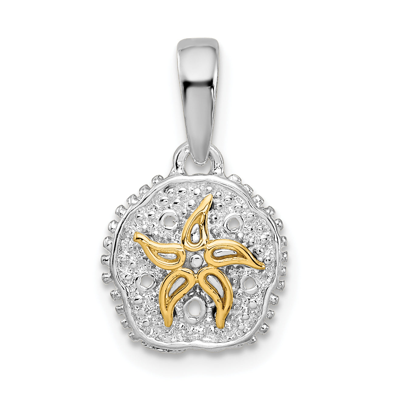 De-Ani Sterling Silver Rhodium-Plated Sand Dollar with 14k Starfish Pendant Main image