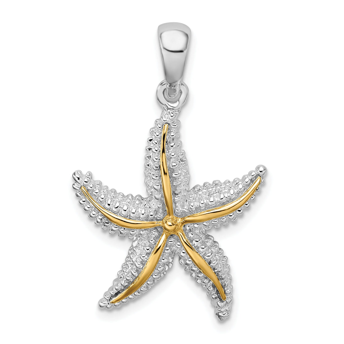 Starfish Pendant in Sterling Silver with 14K Gold Accent, 32mm - Sophia Jewelers Main image