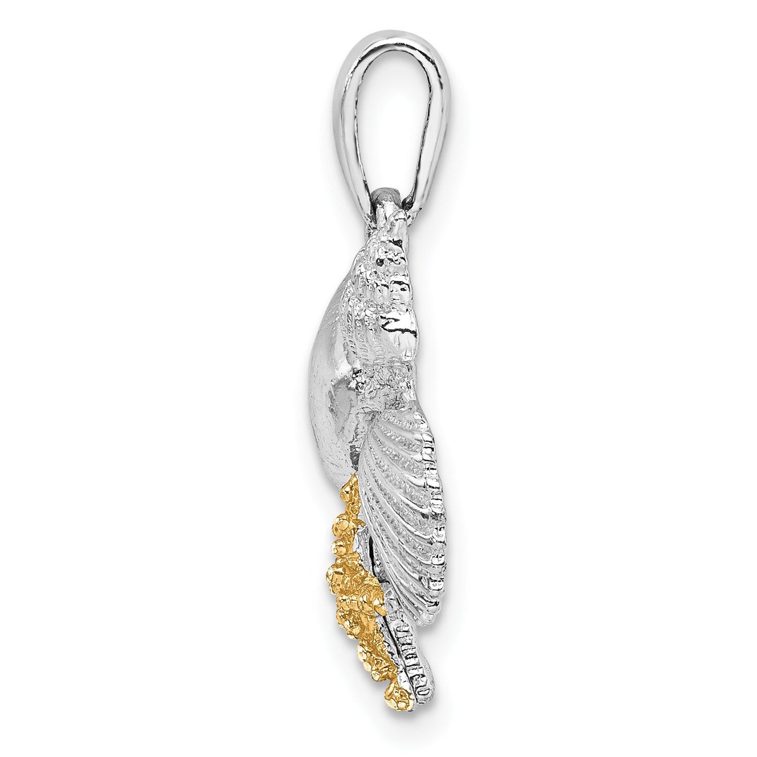 De-Ani Sterling Silver Rhodium-Plated Polished Shells with 14k Starfish Pendant Secondary image