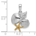De-Ani Sterling Silver Rhodium-Plated Polished Shells with 14k Starfish Pendant