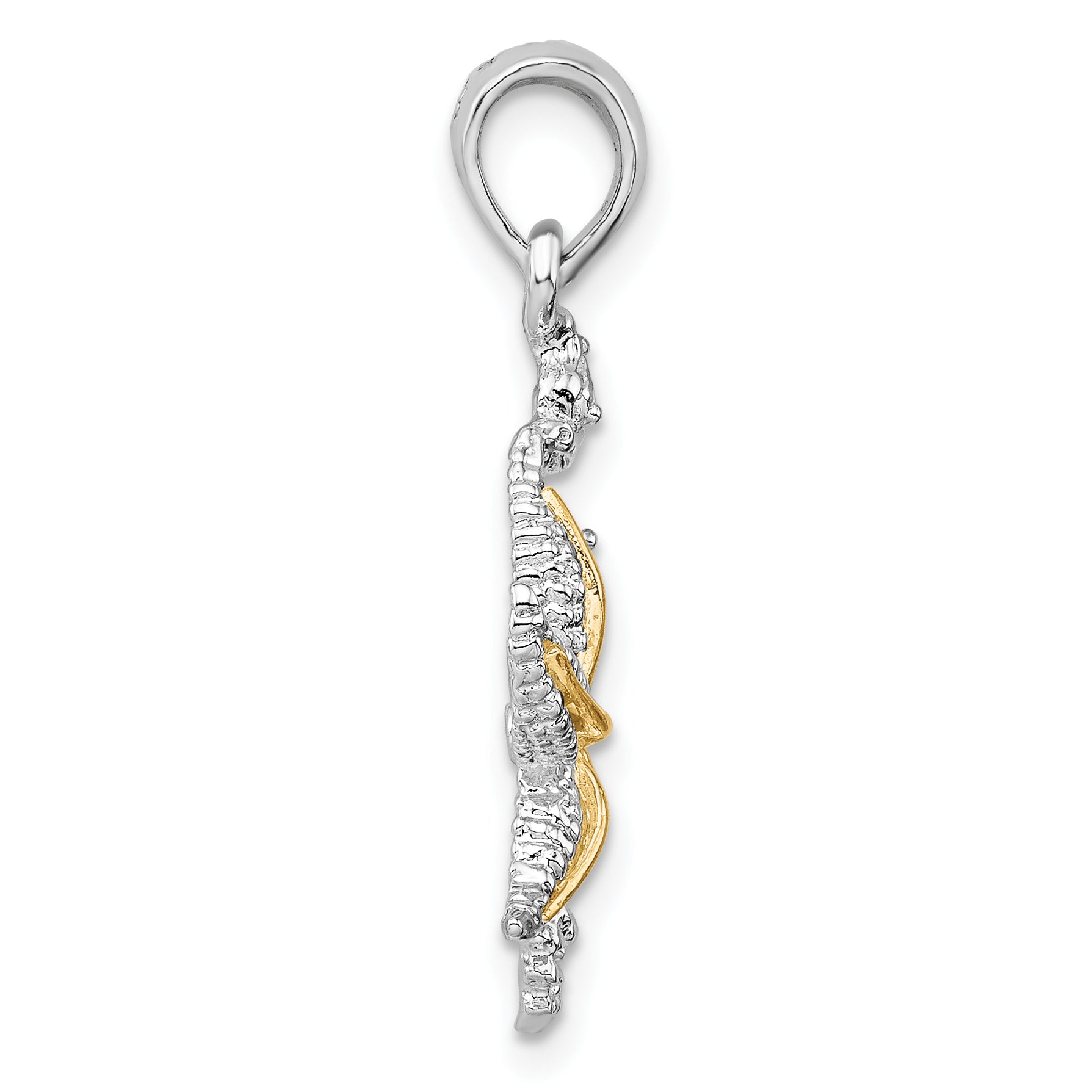 De-Ani Sterling Silver Rhodium-Plated Seahorse Starfish with 14k Pendant Secondary image
