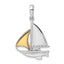 De-Ani Sterling Silver Rhodium-Plated Polished Sailboat with 14k Sail Pendant