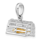 De-Ani Sterling Silver Rhodium-Plated Moveable 3D Trap with 14k Lobster Pendant