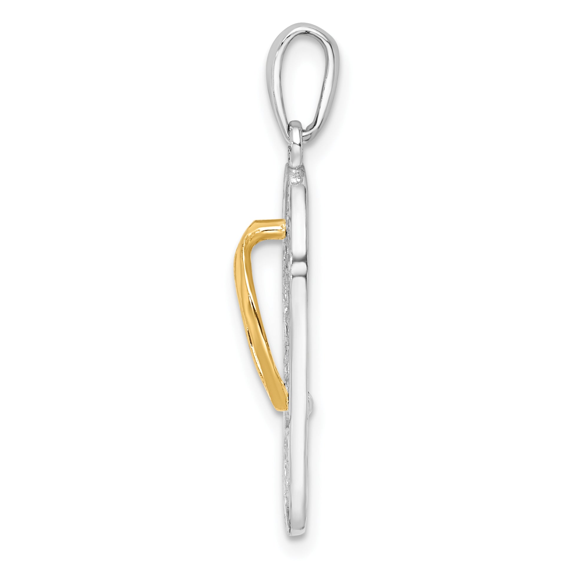 De-Ani Sterling Silver Rhodium-Plated 3D Floral Flip-flop with 14k Straps Pendant Secondary image