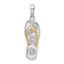 De-Ani Sterling Silver Rhodium-Plated 3D Floral Flip-flop with 14k Straps Pendant