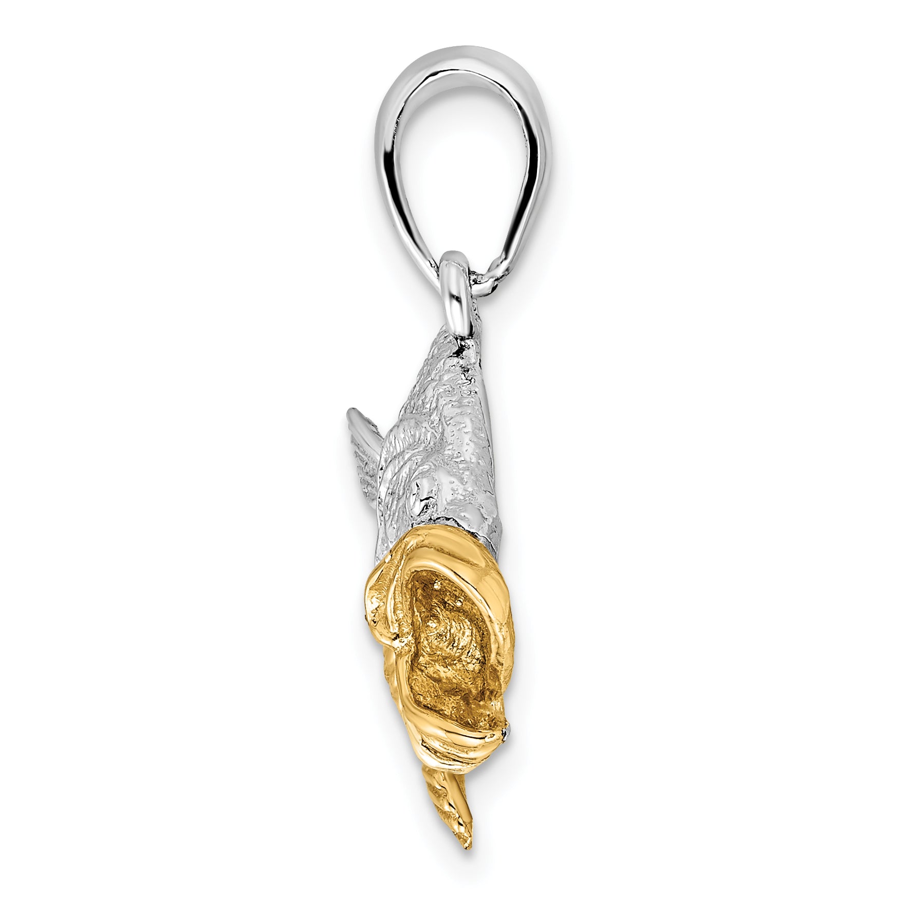 De-Ani Sterling Silver Rhodium-Plated Jumping Bass with 14k Accents Pendant Secondary image
