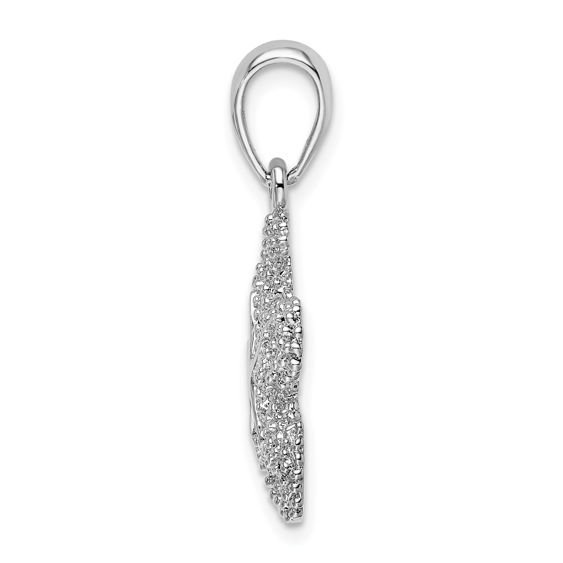 De-Ani Sterling Silver Rhodium-Plated Textured Starfish with 14k Accent Pendant Secondary image