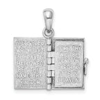 De-Ani Sterling Silver Rhodium-Plated Texture Lords Prayer Bible with 14k Cross Pendant