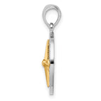 De-Ani Sterling Silver Rhodium-Plated Small Compass with 14k Needle Pendant