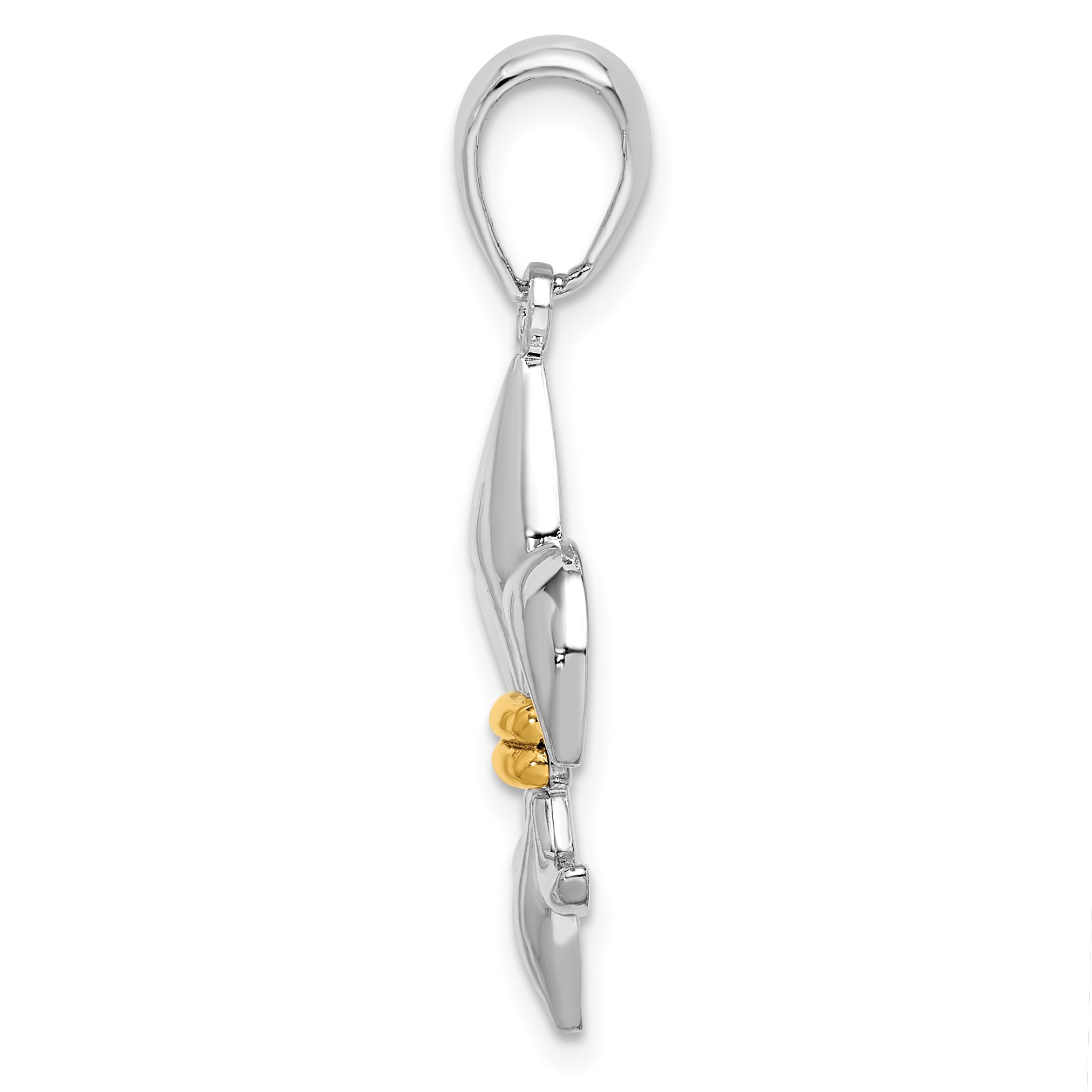 De-Ani Sterling Silver Rhodium-Plated Polished Fleur de Lis with 14k Accent Pendant Secondary image