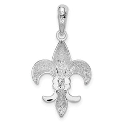 De-Ani Sterling Silver Rhodium-Plated Polished Fleur de Lis with 14k Accent Pendant