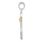De-Ani Sterling Silver Rhodium-Plated Polished Tennis Racquet with 14k Ball Pendant