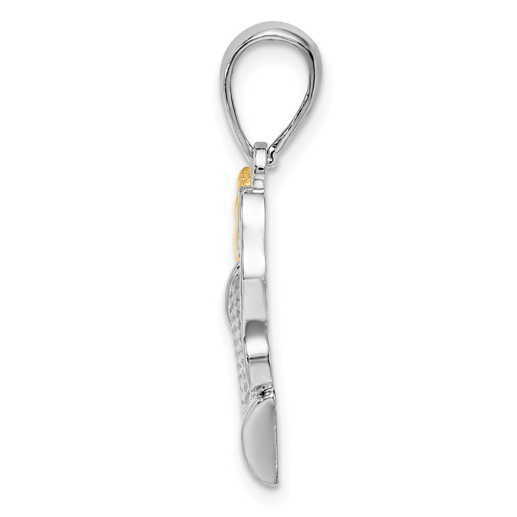De-Ani Sterling Silver Rhodium-Plated Polished Golf Bag with 14k Clubs Pendant