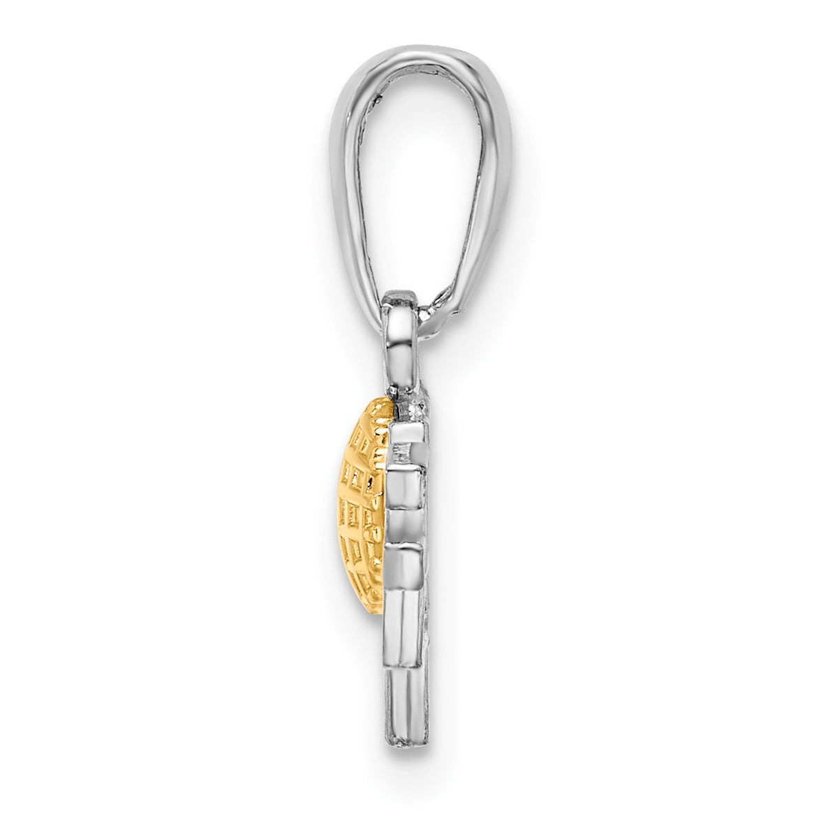 De-Ani Sterling Silver Rhodium-Plated Polished GOLF Tee with 14k Ball Pendant Secondary image