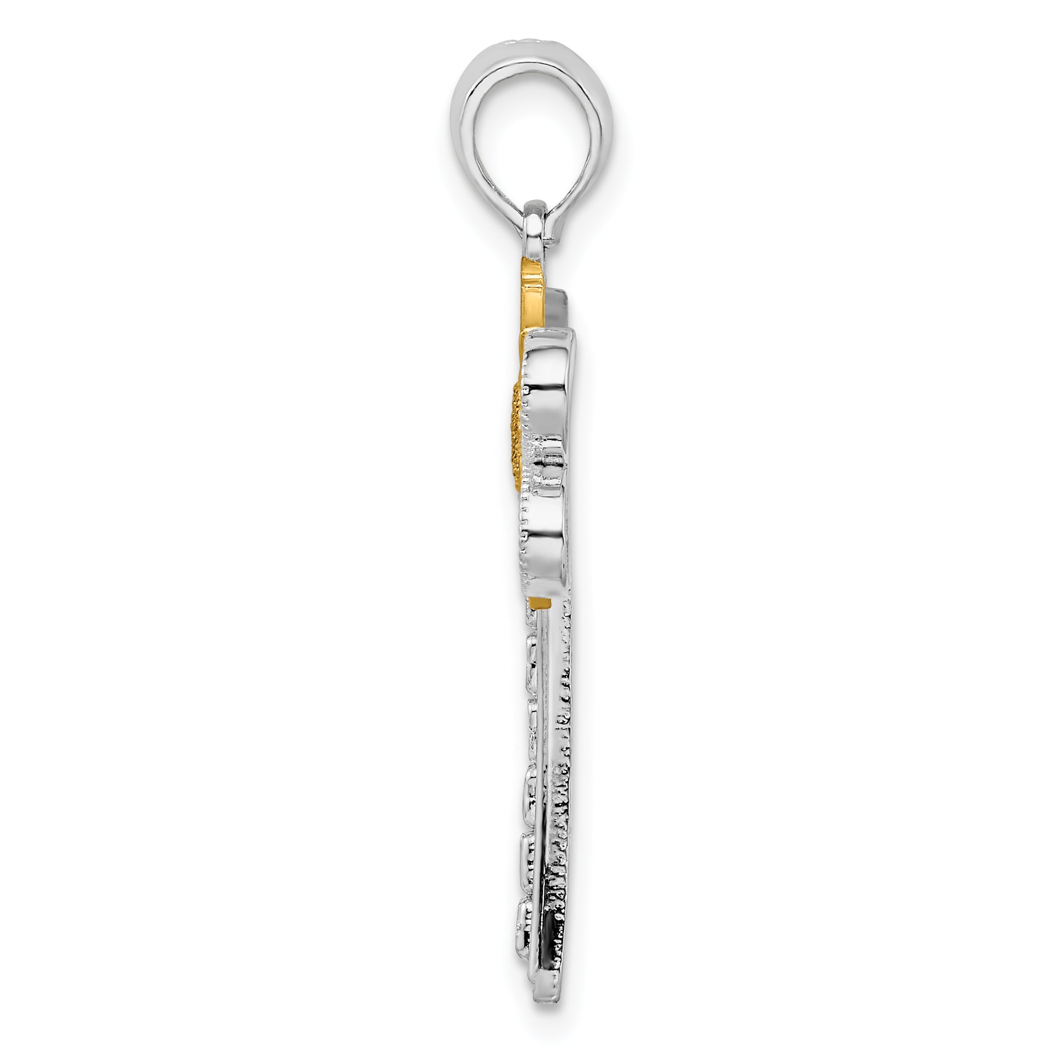 De-Ani Sterling Silver Rhodium-Plated Polished Dragonfly with 14k Accent Pendant Secondary image