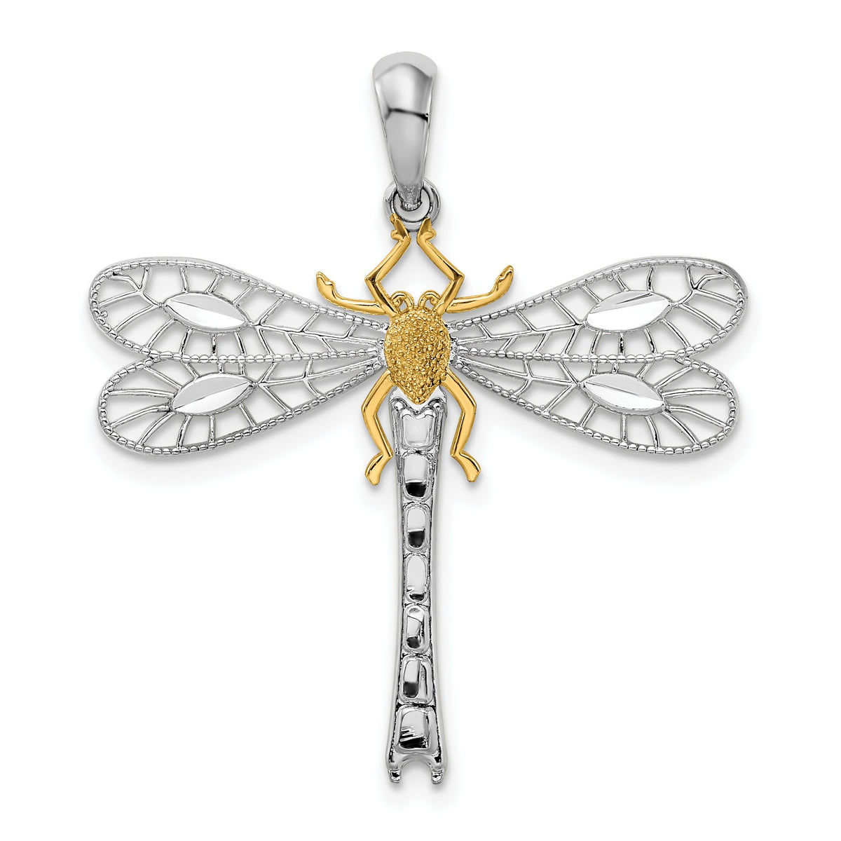 Dragonfly Accent Pendant in Sterling Silver, 26mm - Sophia Jewelers Main image