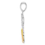 De-Ani Sterling Silver Rhodium-Plated Polished Net with 14k Basketball Pendant
