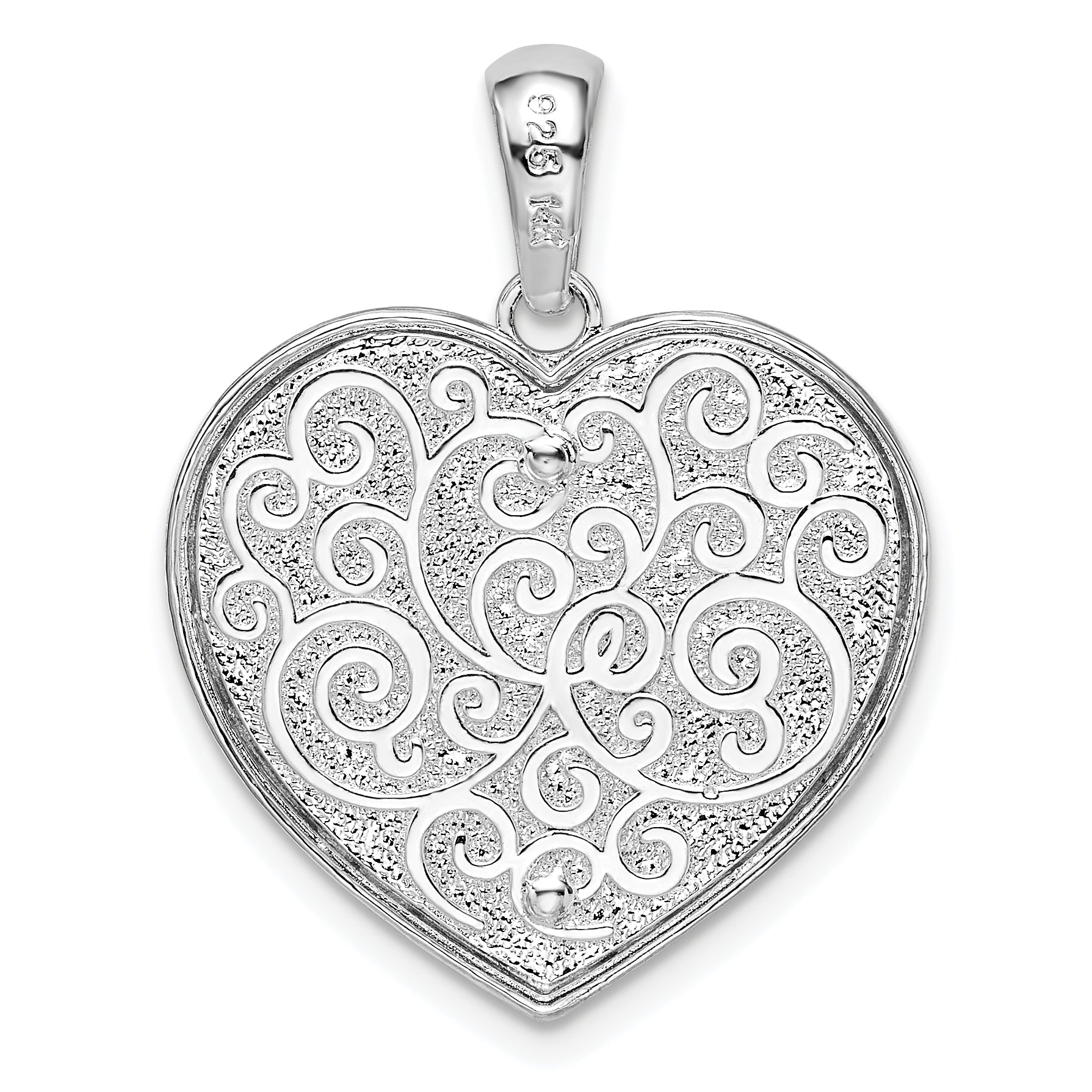 De-Ani Sterling Silver Rhodium-plated Polished Heart with 14k Accent Pendant