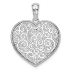 De-Ani Sterling Silver Rhodium-plated Polished Heart with 14k Accent Pendant