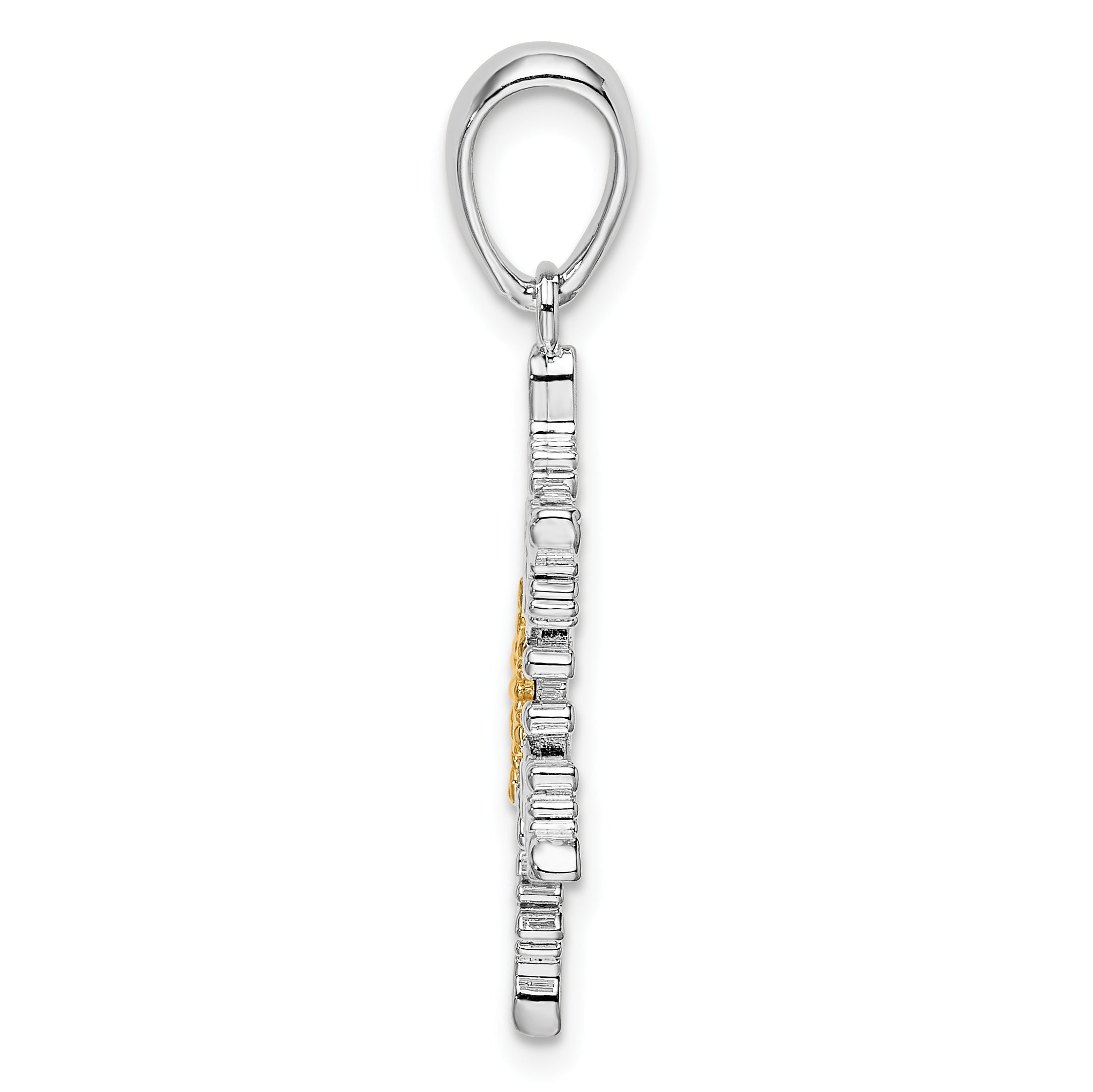 De-Ani Sterling Silver Rhodium-Plated Lacey Snowflake with 14k Center Pendant Secondary image