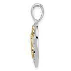 De-Ani Sterling Silver Rhodium-plated Fancy Heart with 14k Accents Pendant