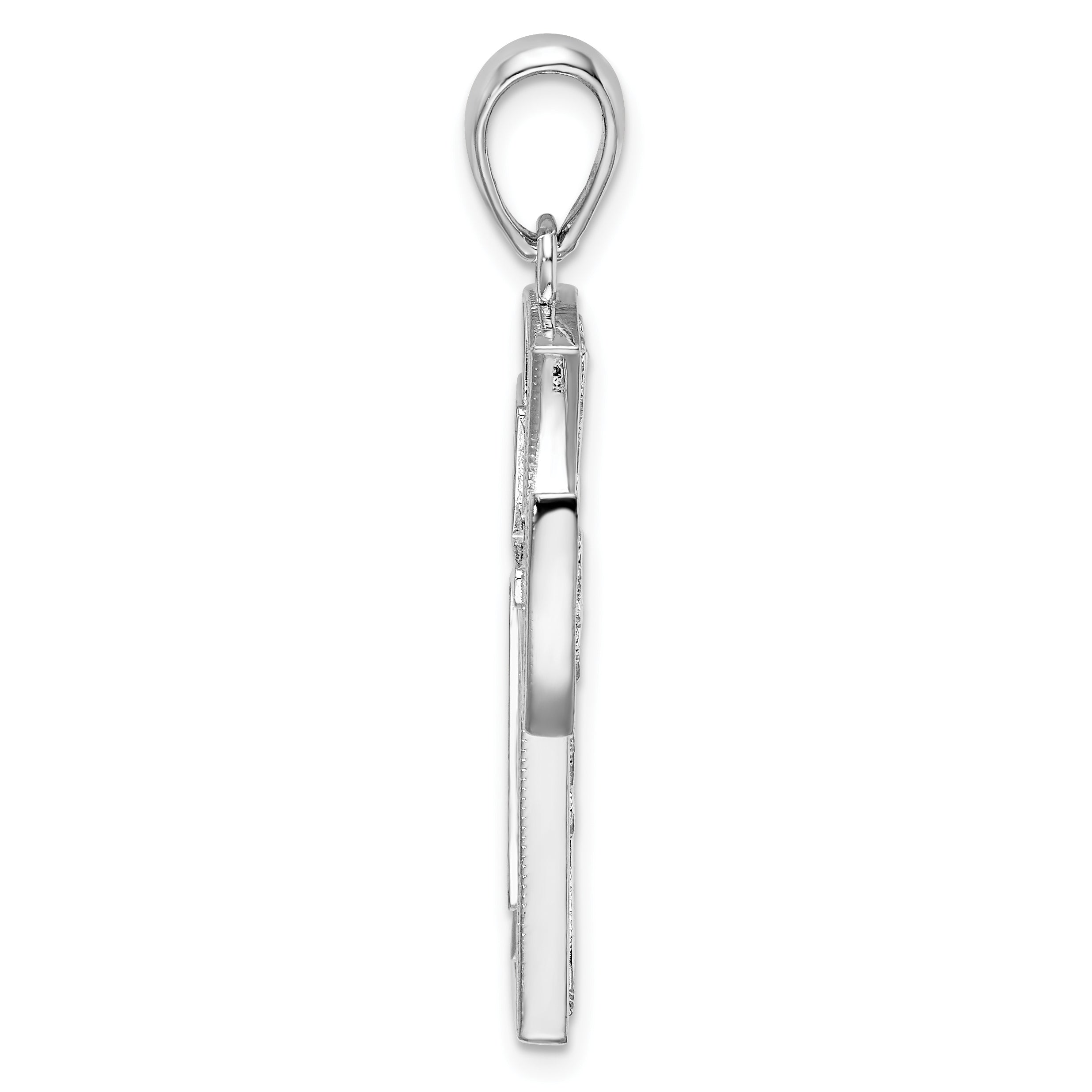 De-Ani Sterling Silver Rhodium-Plated Polished Fancy Cross with 14k Accent Pendant Secondary image