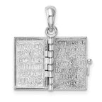 De-Ani Sterling Silver Rhodium-Plated 3D Lords Prayer Holy Bible with 14k Pendant